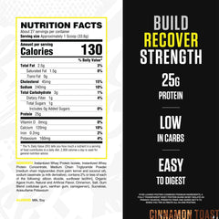 RYSE Loaded Protein Cinnamon Toast powder scoop on a surface ready to mix for a quick shake.