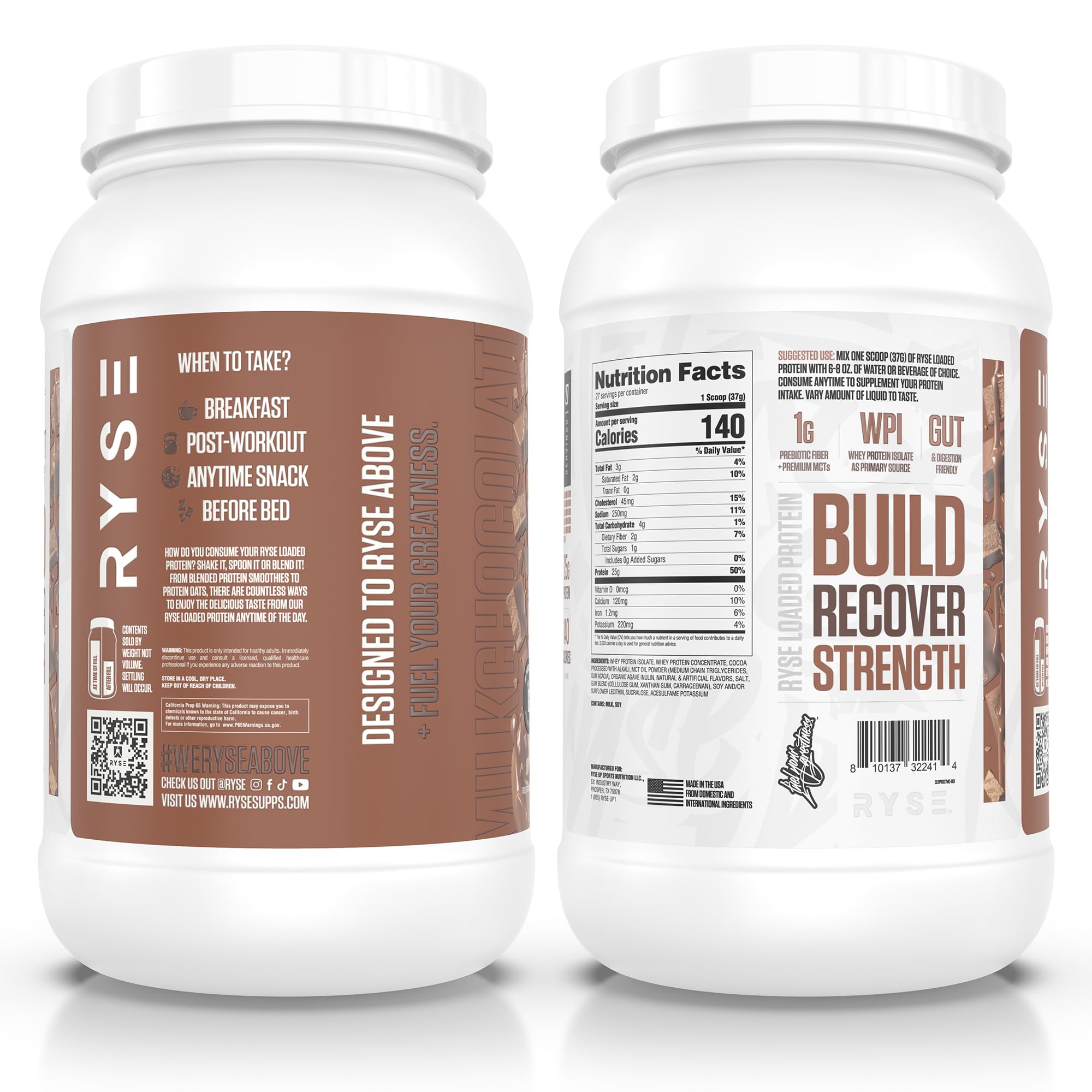 RYSE Loaded Protein ingredients closeup signals clean, digestive-friendly formula