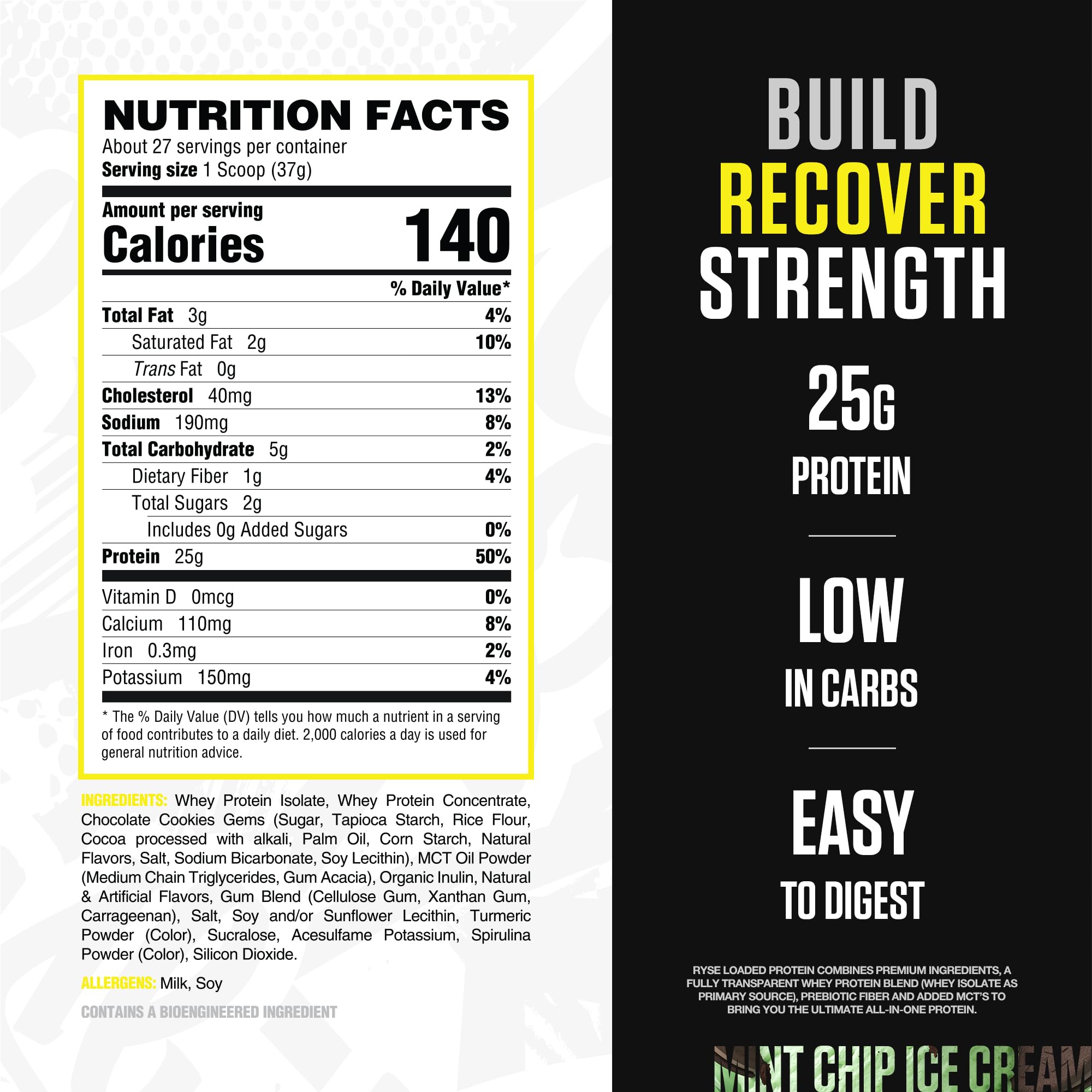 RYSE Loaded Protein Powder scoop-dip demonstrates quick mix for post-workout recovery