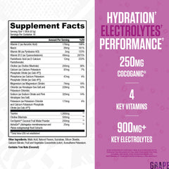 RYSE Up Hydration grape pour into a glass for quick refreshment.