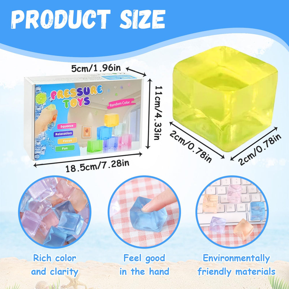Rytopt ice cube squeeze ball square colorful set for visual focus and play.