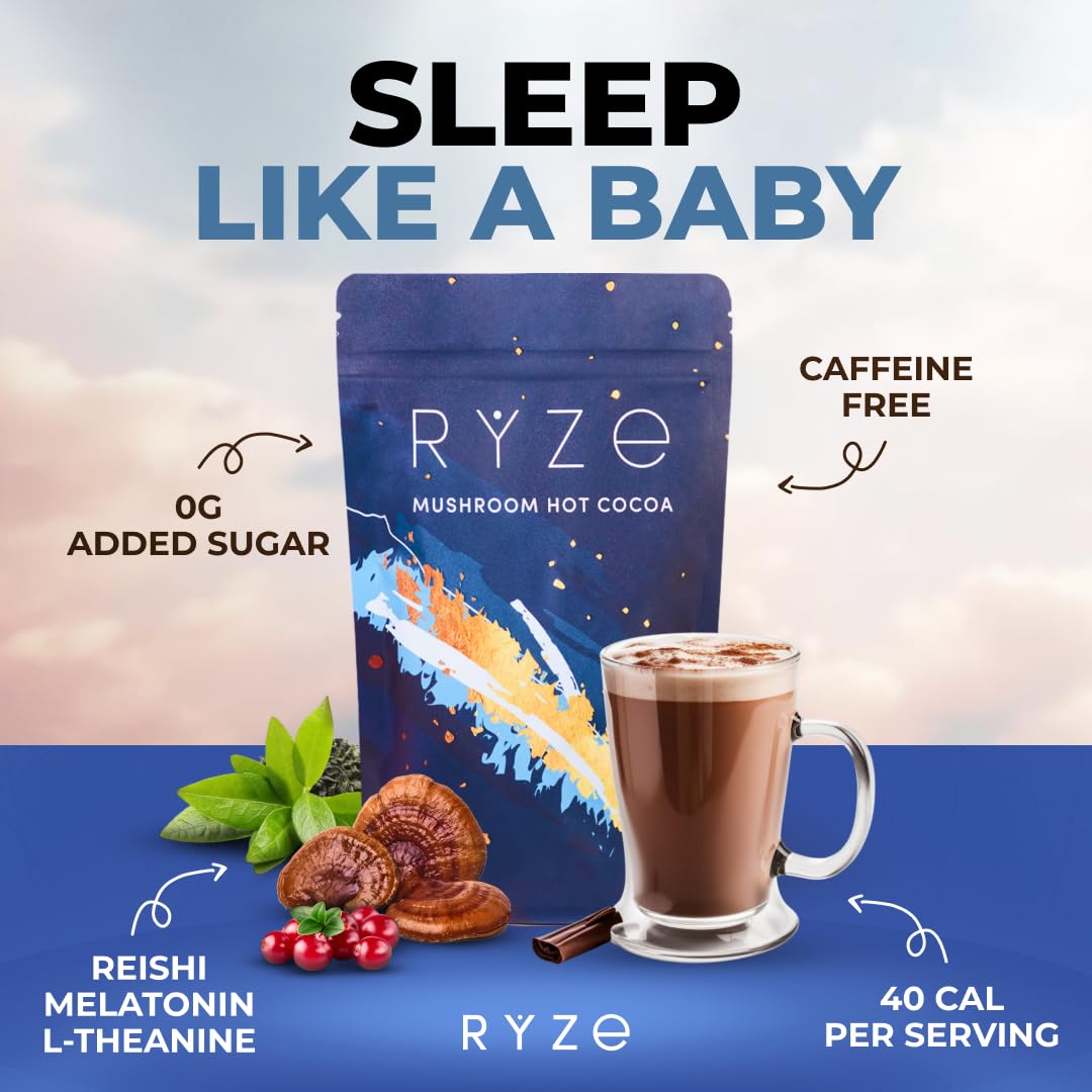 RYZE scoop next to powder for an easy bedtime routine