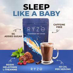 RYZE scoop next to powder for an easy bedtime routine