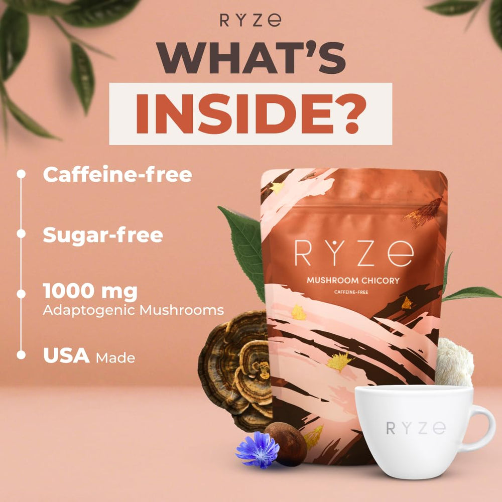 RYZE USA grown label on packaging signals quality mushrooms.