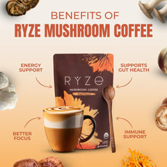RYZE Mushroom Coffee Starter Kit cups are ready for a quick, jitter-free energy boost.