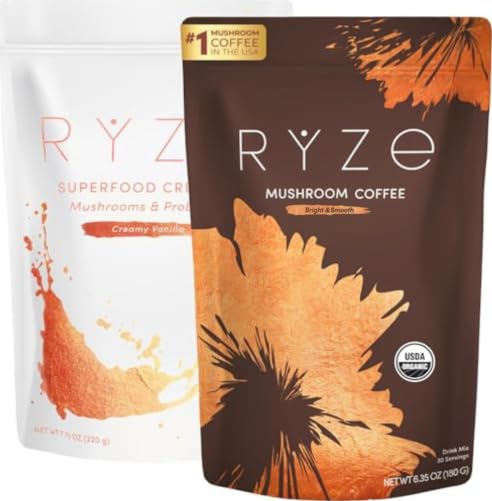 RYZE SUPERFOODS Ryze n Shine Bundle with organic mushroom coffee for smoother energy.