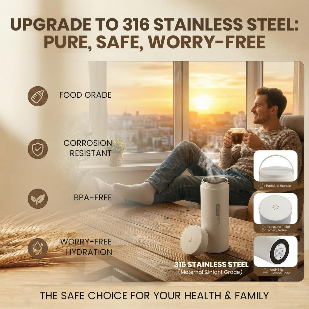 Rzlinn 316 stainless steel inner tank resists corrosion for everyday beverages.