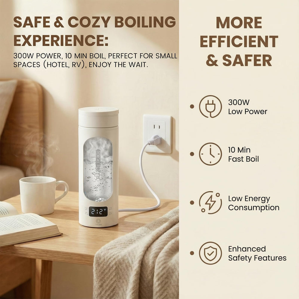 Rzlinn Travel Tea Kettle with NTC controls for precise brewing temperatures.
