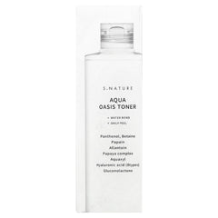 S.NATURE Aqua Oasis Toner on cotton pad for gentle soothing application.