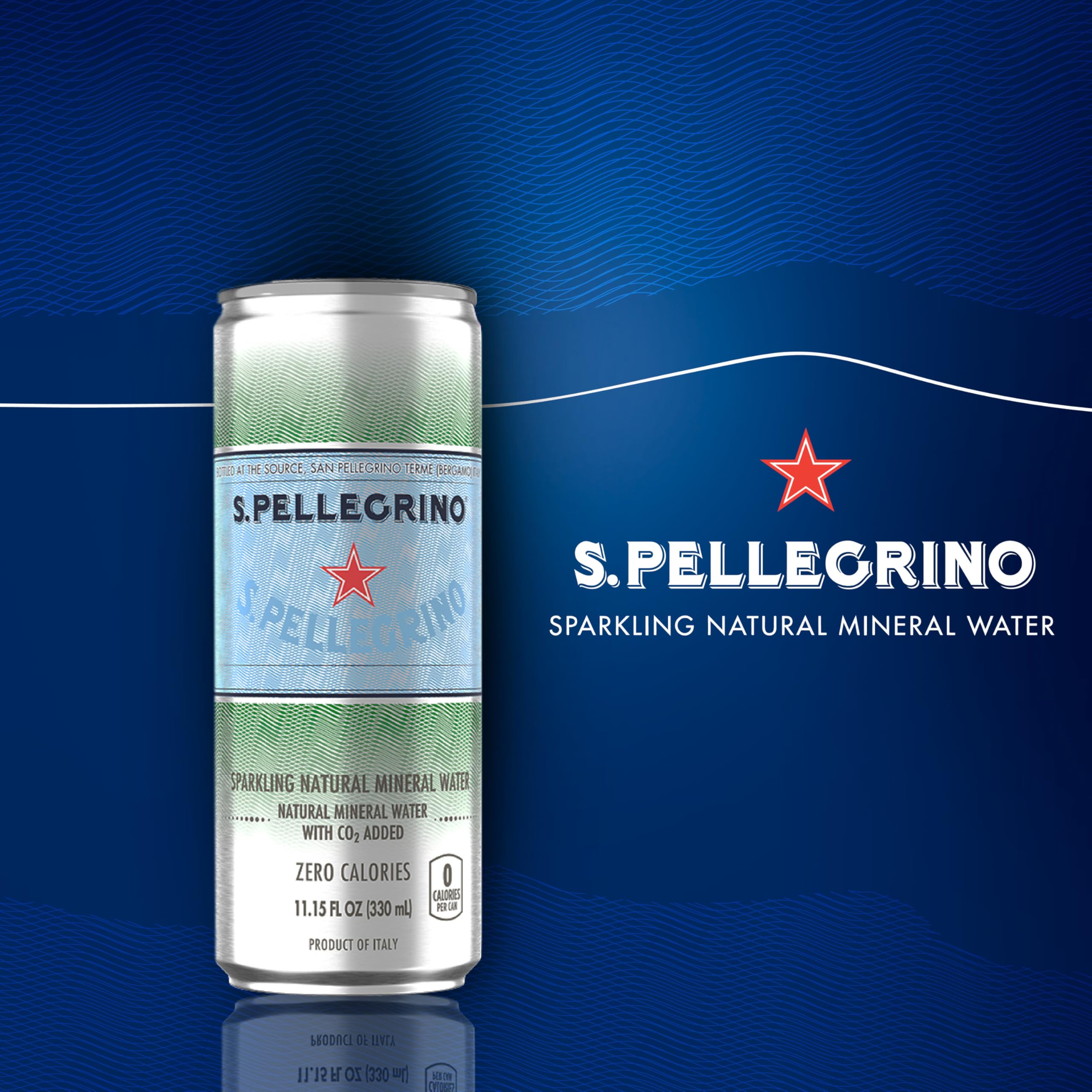 S.Pellegrino label detail highlights premium Italian mineral water.