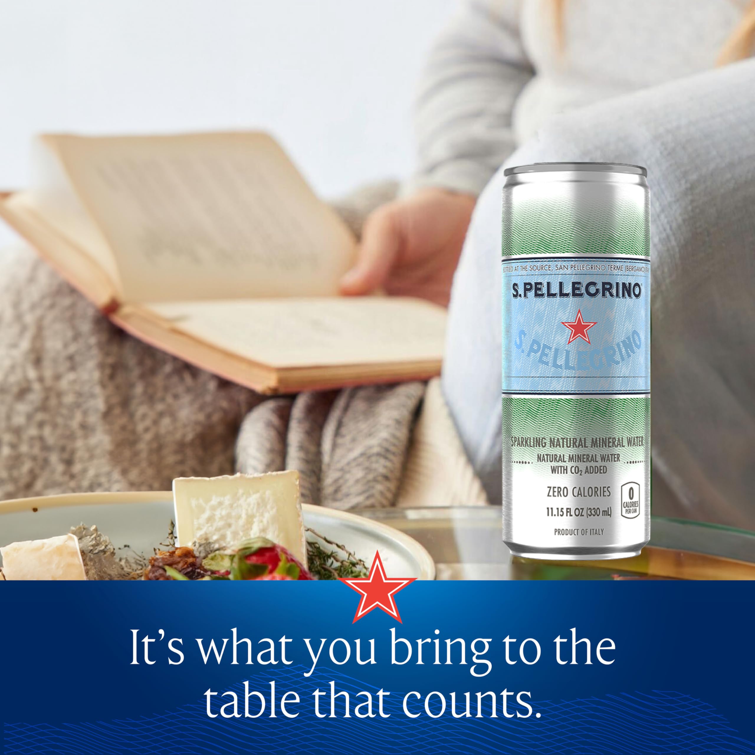 S.Pellegrino on-table-with-meal-pairing suggests versatile dining option.