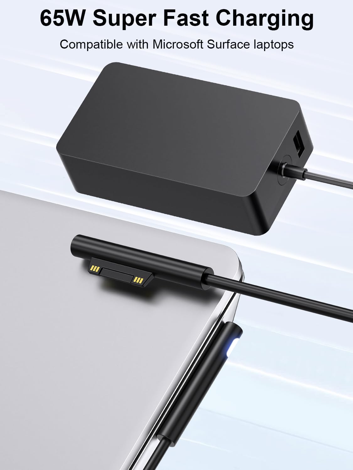 S SKSTYLE 65W Surface Pro Charger cable layout keeps desk tidy.