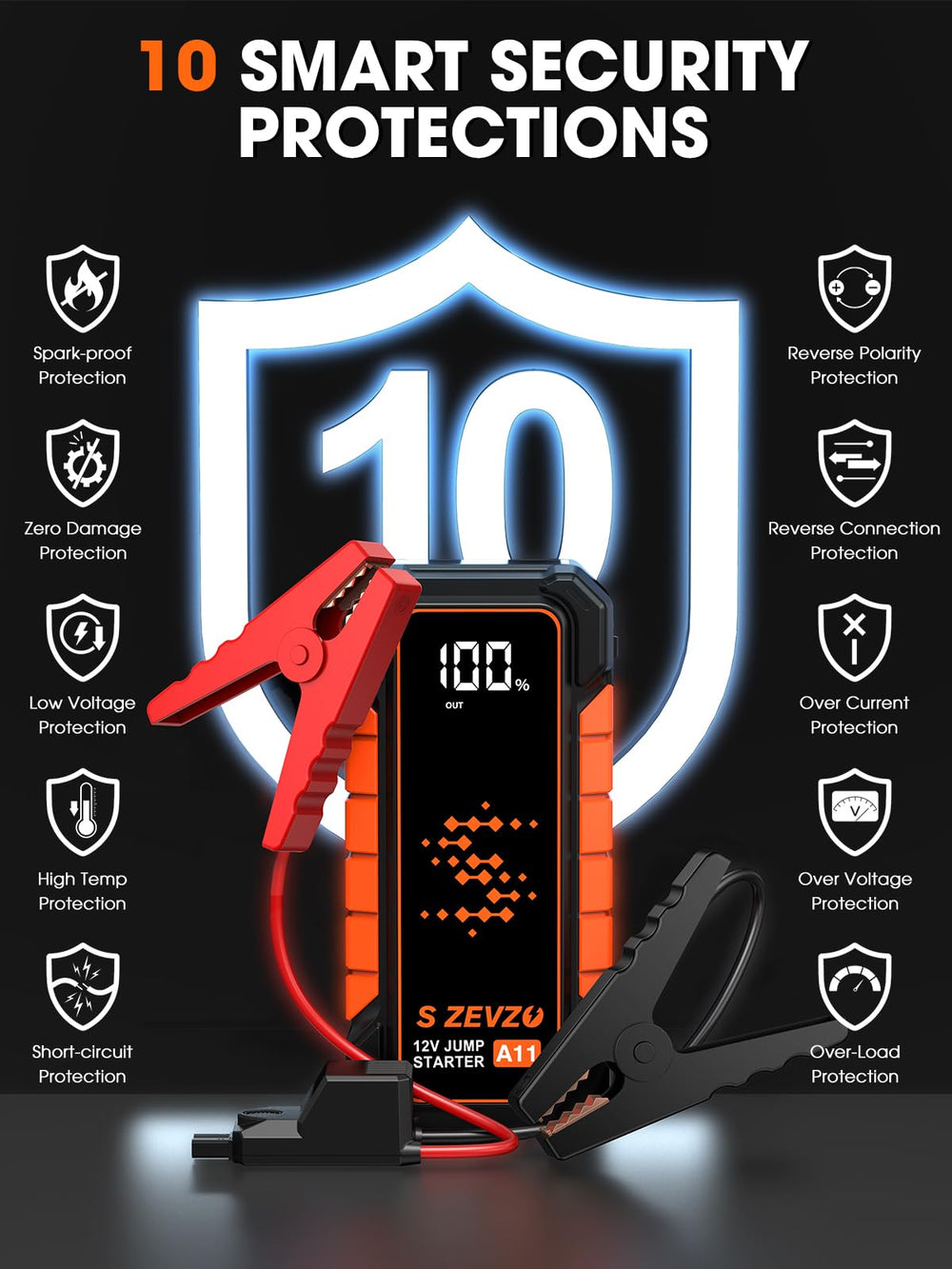 S ZEVZO A11 built-in flashlight for night time visibility and signaling.