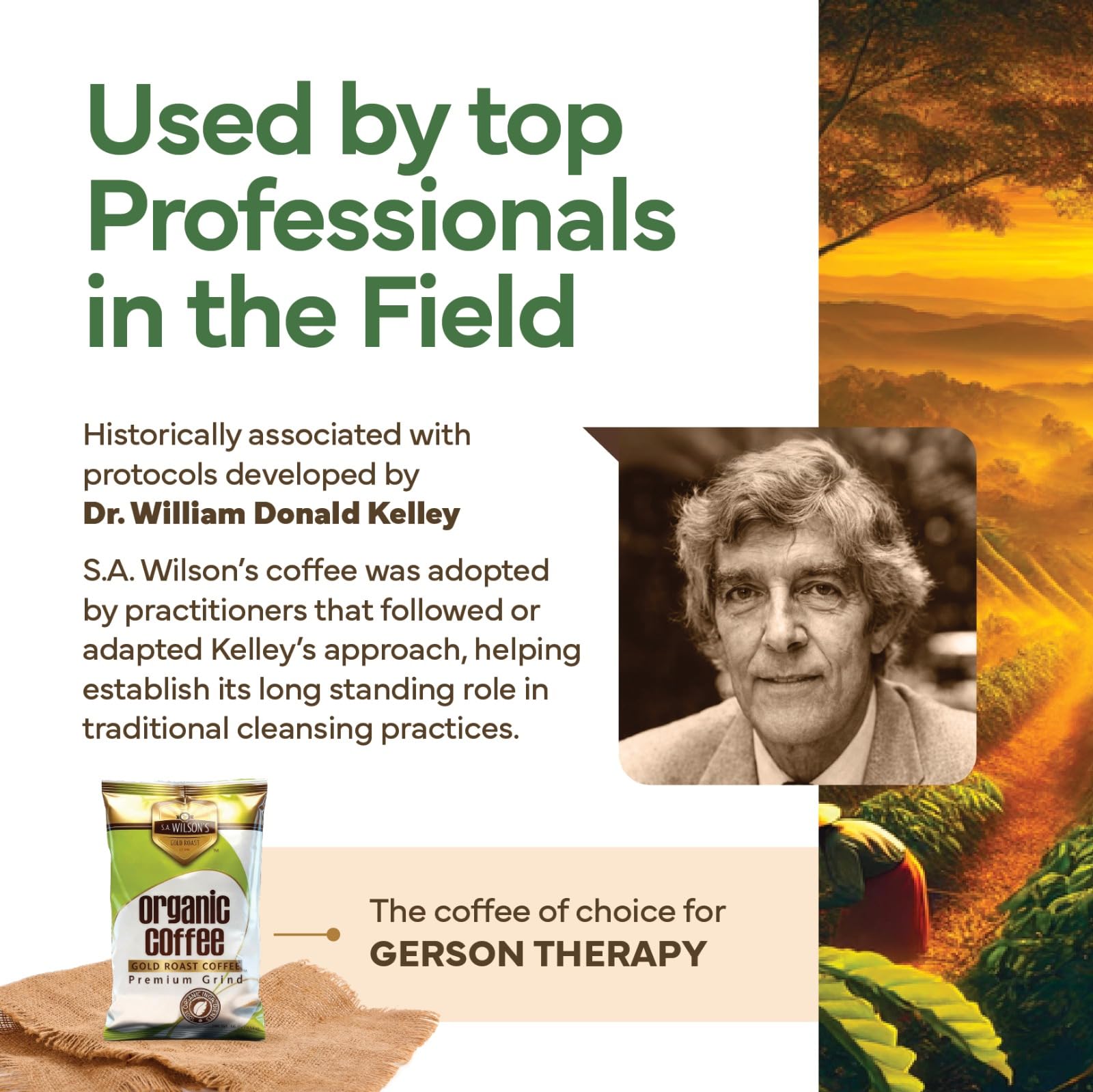 SA Wilson's Coffee Enema purity packaging emphasizing impurity testing