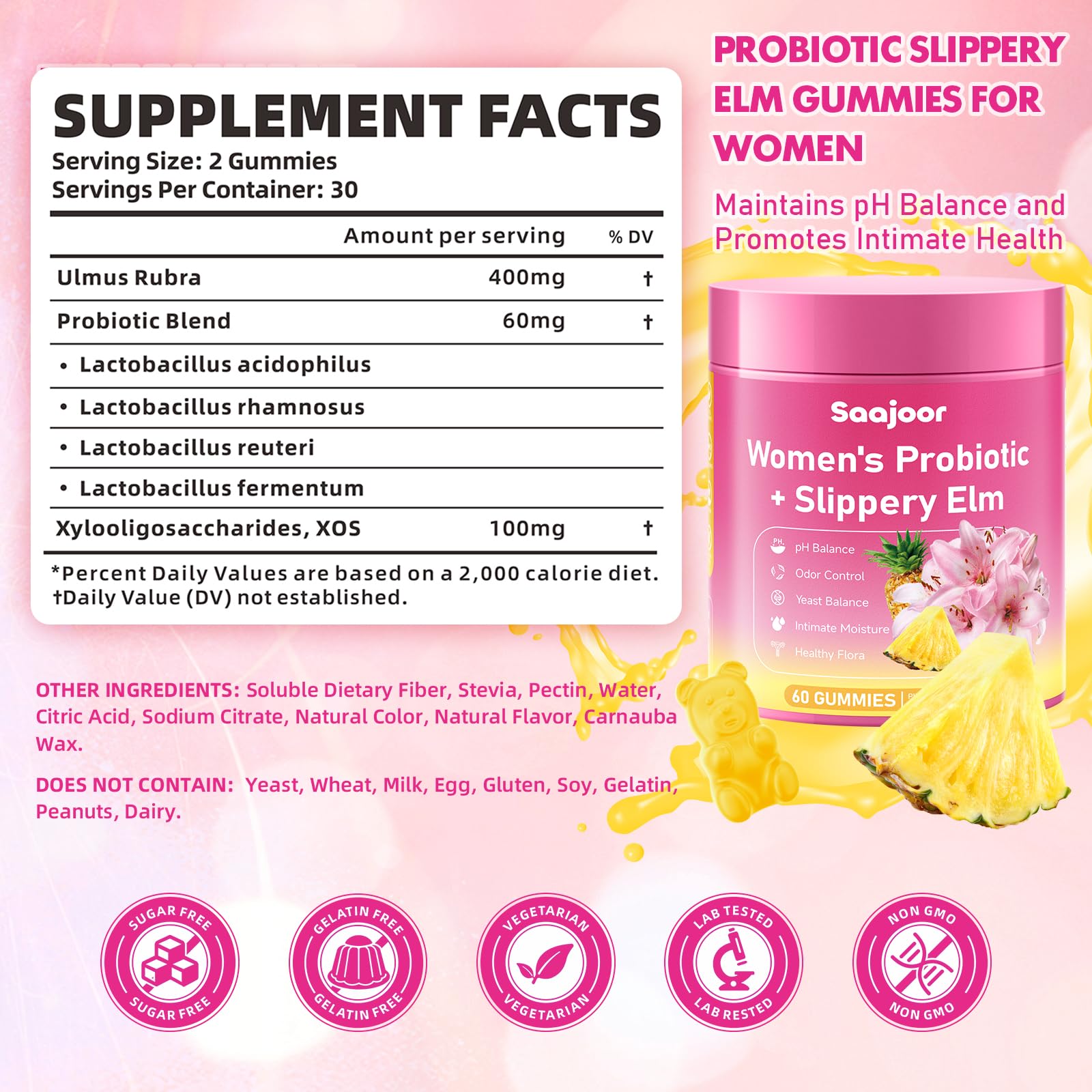 Saajoor bottle-front showing easy, on-the-go daily probiotic support.