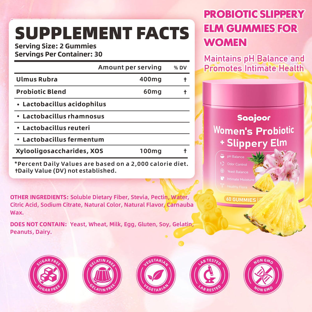 Saajoor bottle-front showing easy, on-the-go daily probiotic support.
