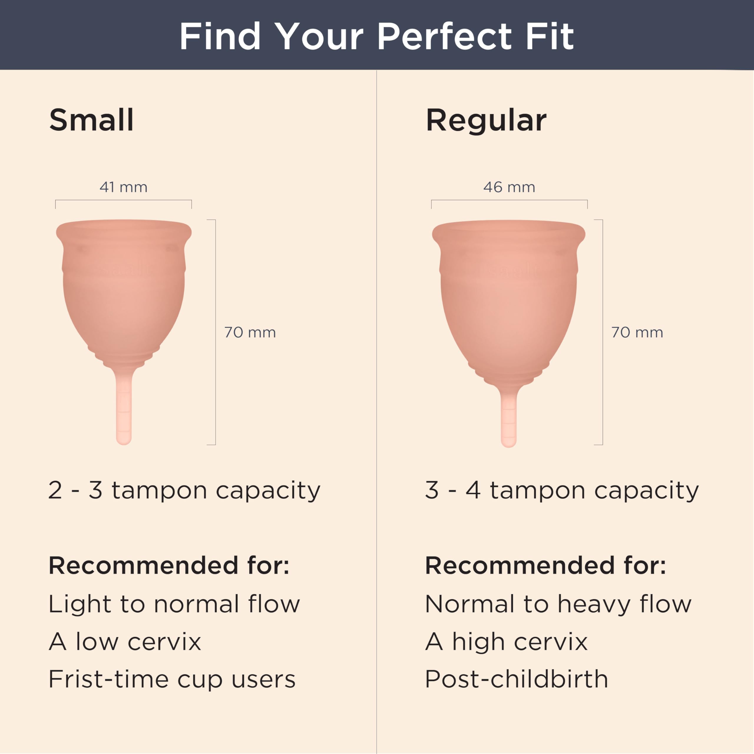 Saalt Soft Cup Desert Blush in use supports up to 12 hours
