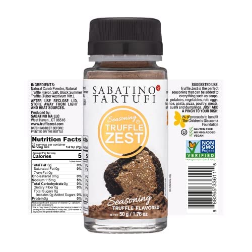 Sabatino Tartufi Truffle Zest shaker dust enhances flavor on finished dishes