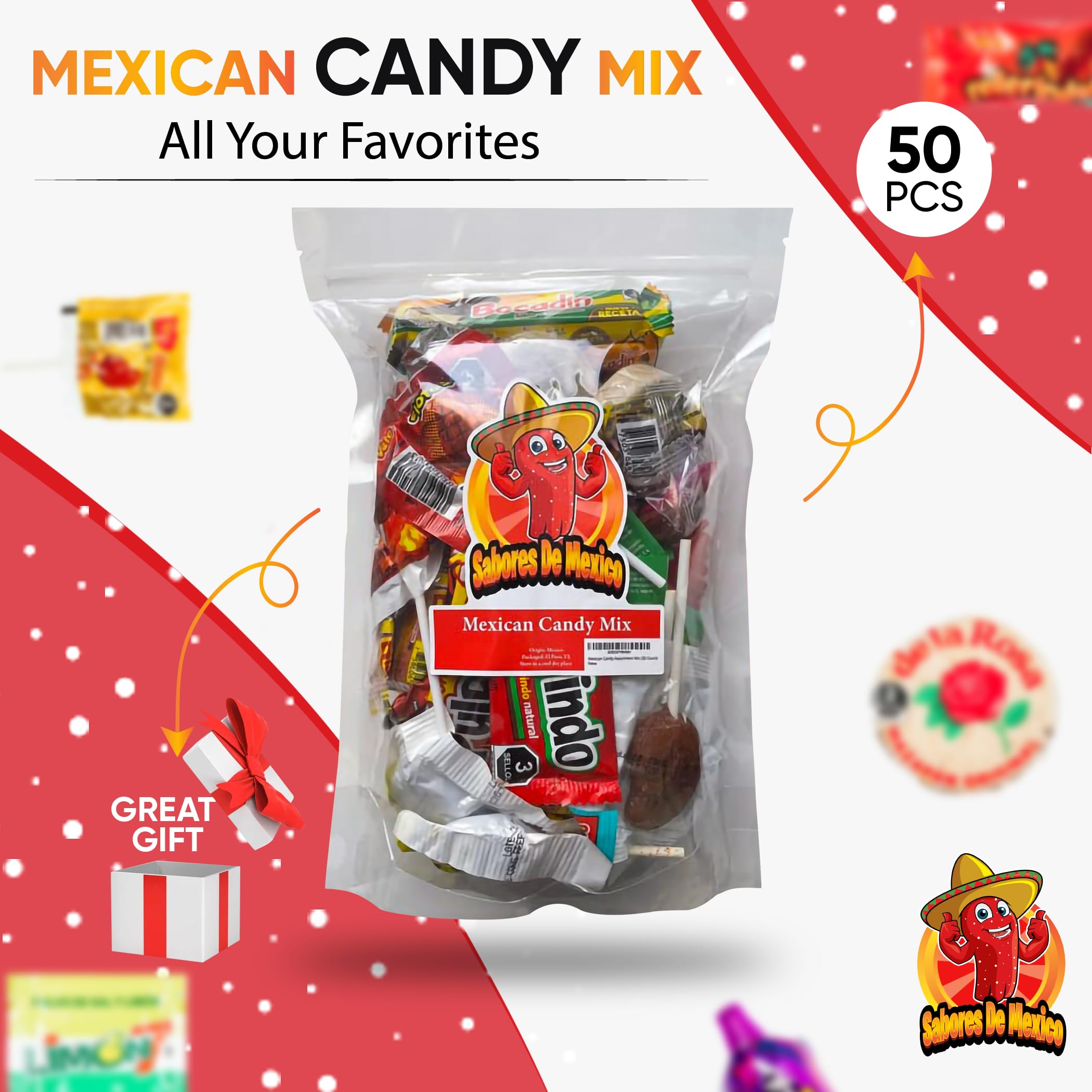 Sabores De Mexico chamoy candies close-up conveys sour-sweet zing, great for party platters.