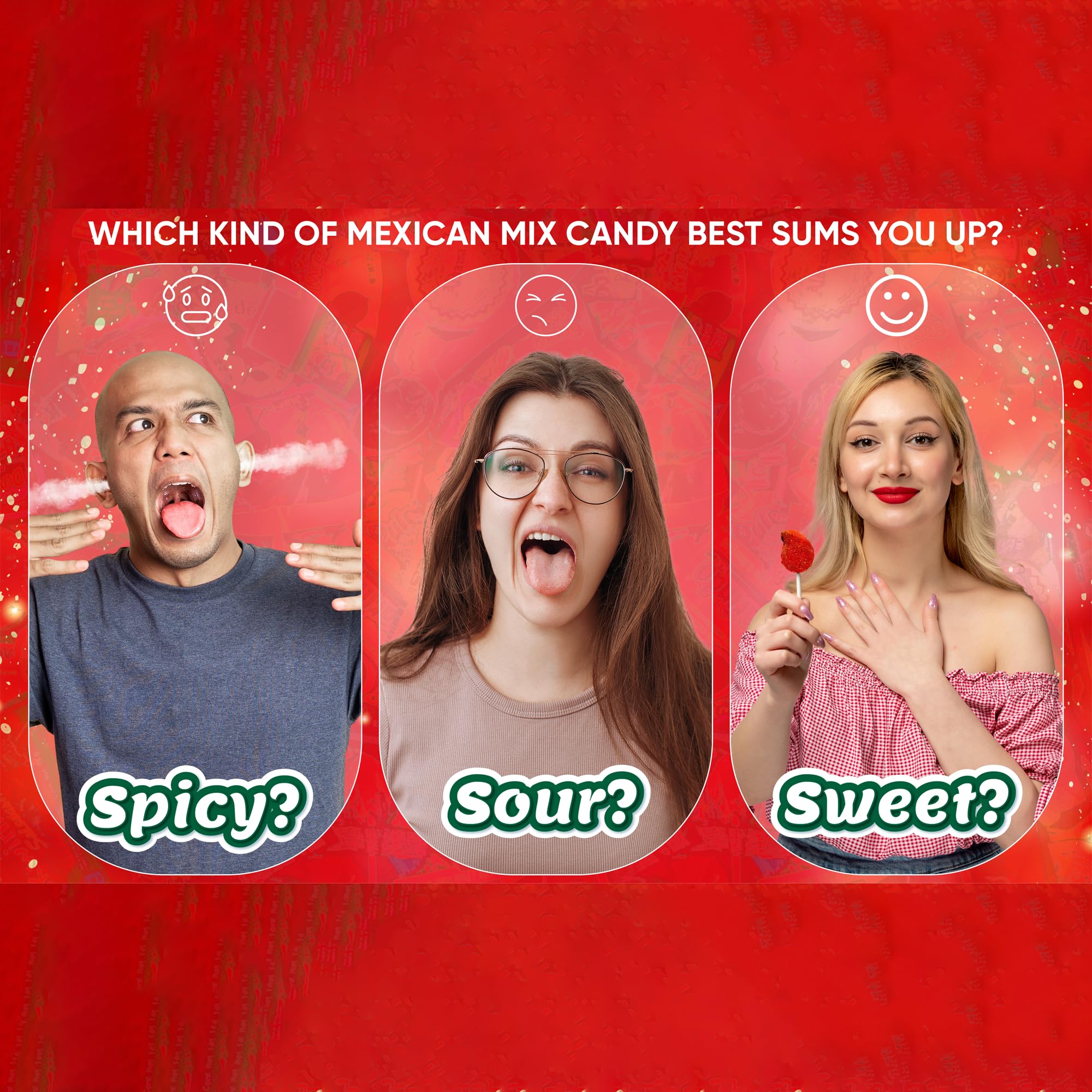 Sabores De Mexico spicy dulce mix close-up promises bold flavors for pinatas and fiestas.