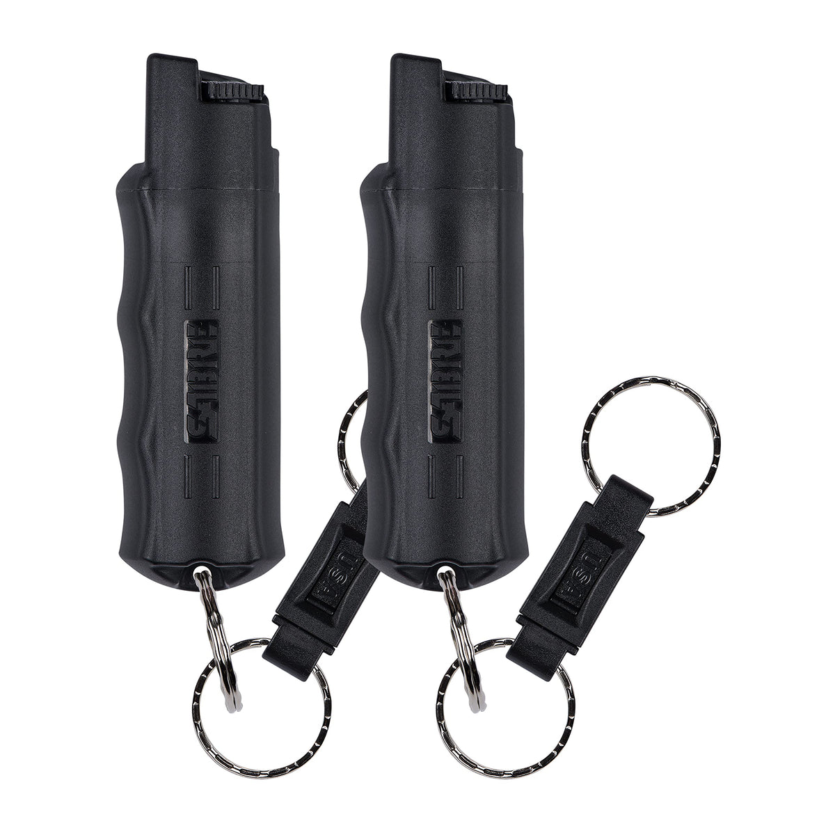 SABRE 3-in-1 Defense Spray bottle showing extended spray reach for self-defense.