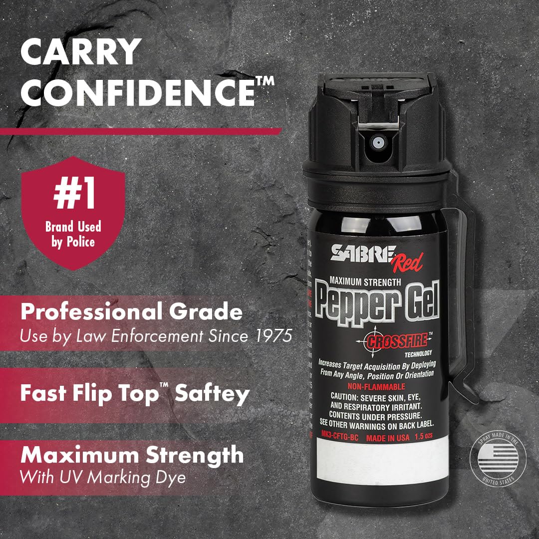 SABRE Crossfire Fast Flip Top enables quick deployment under stress.