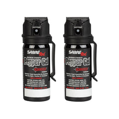 SABRE Crossfire pepper gel with belt clip for quick access during commutes.