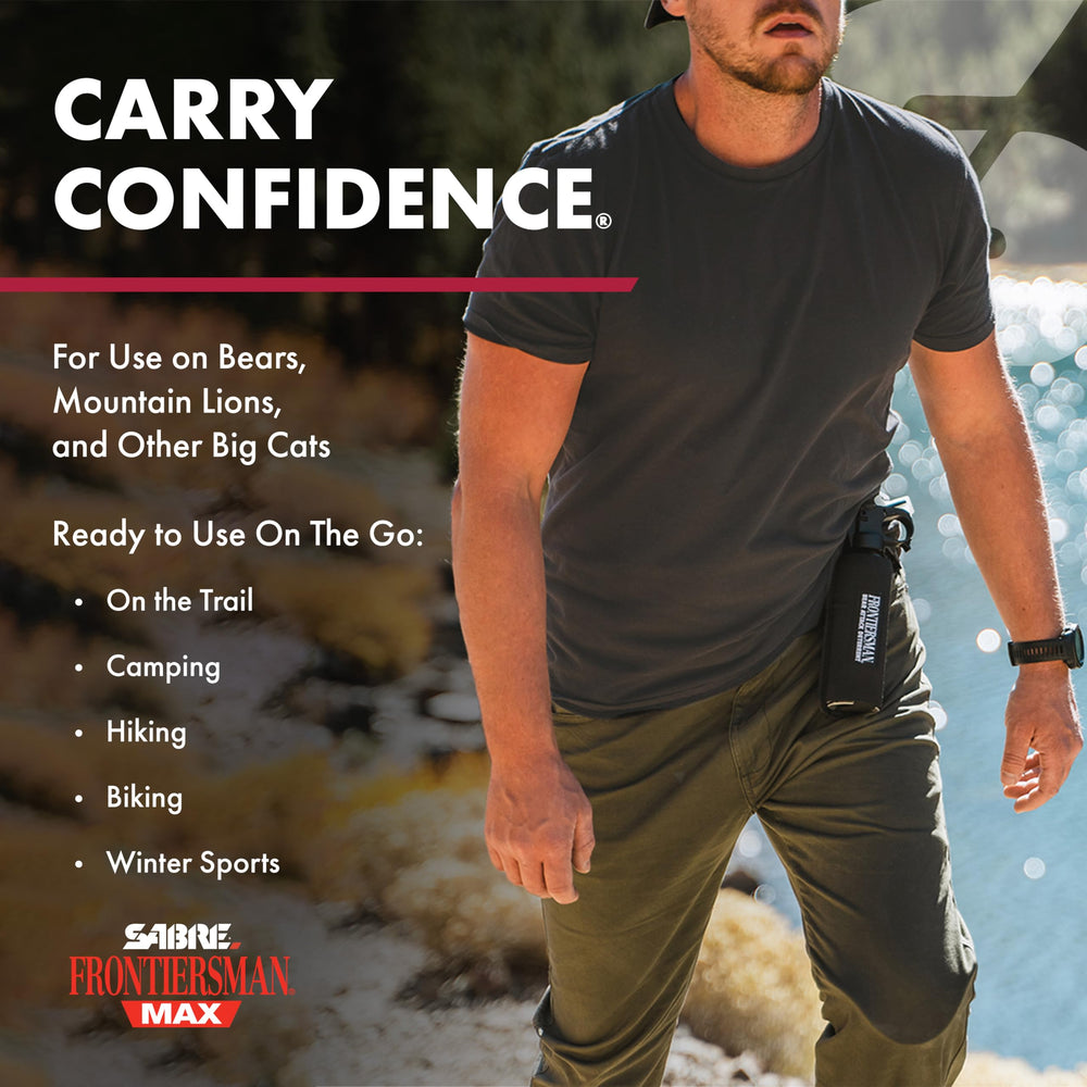 SABRE Frontiersman MAX 7.9 oz canister provides reliable carry for extended trips.