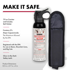 SABRE Frontiersman MAX belt holster for quick, secure spray access on trails.