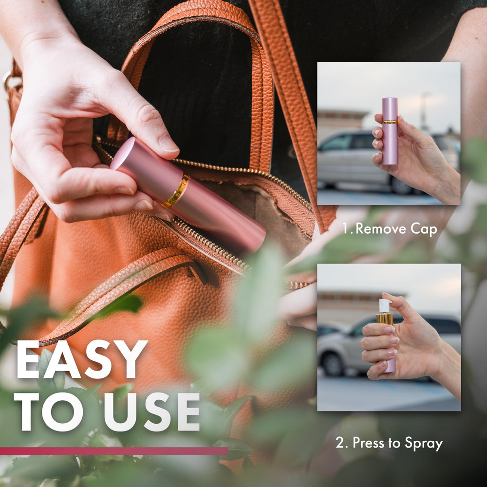 SABRE lipstick pepper spray tucked in a purse for protection on the go.