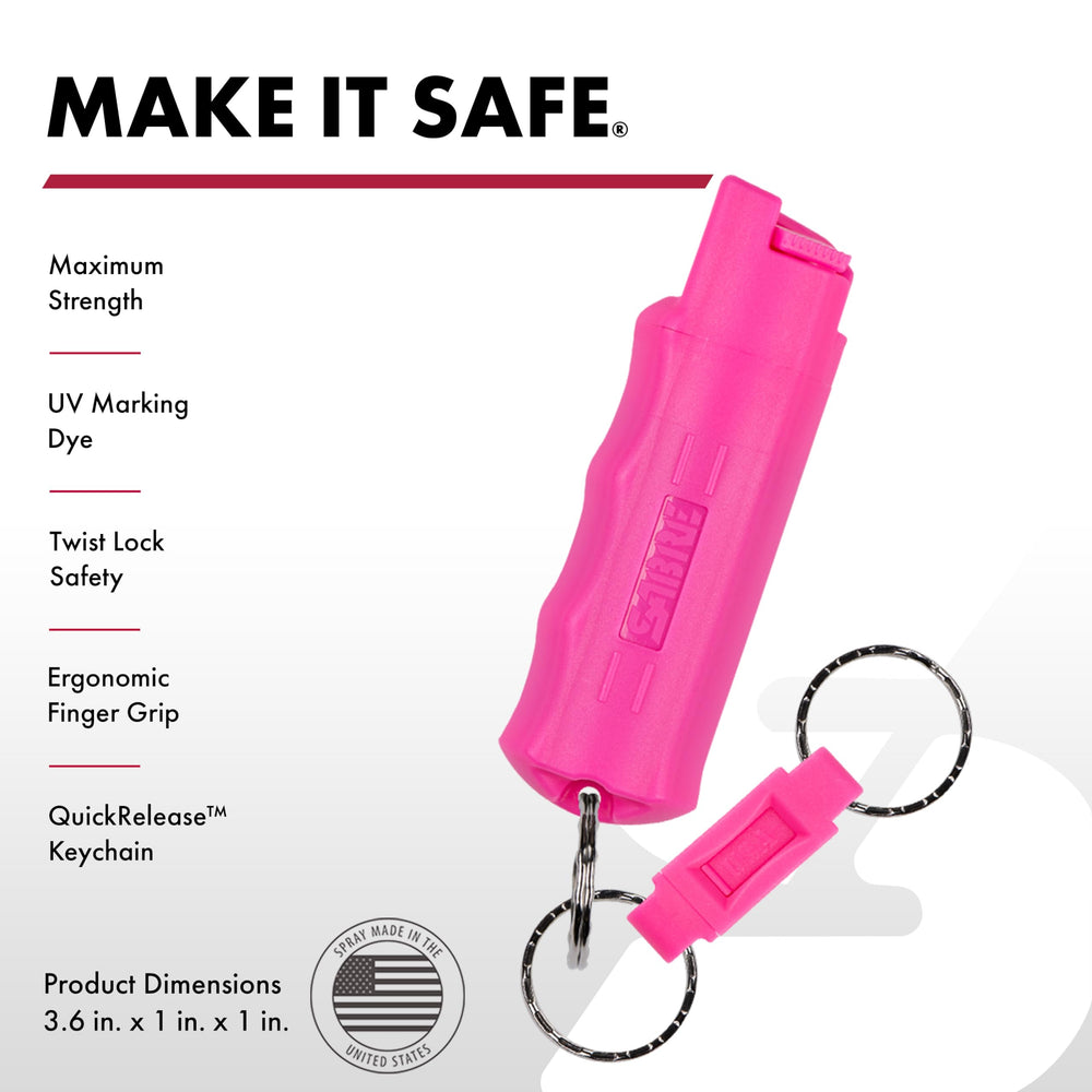 SABRE pepper spray finger grip enhances aim for precise delivery when seconds count.