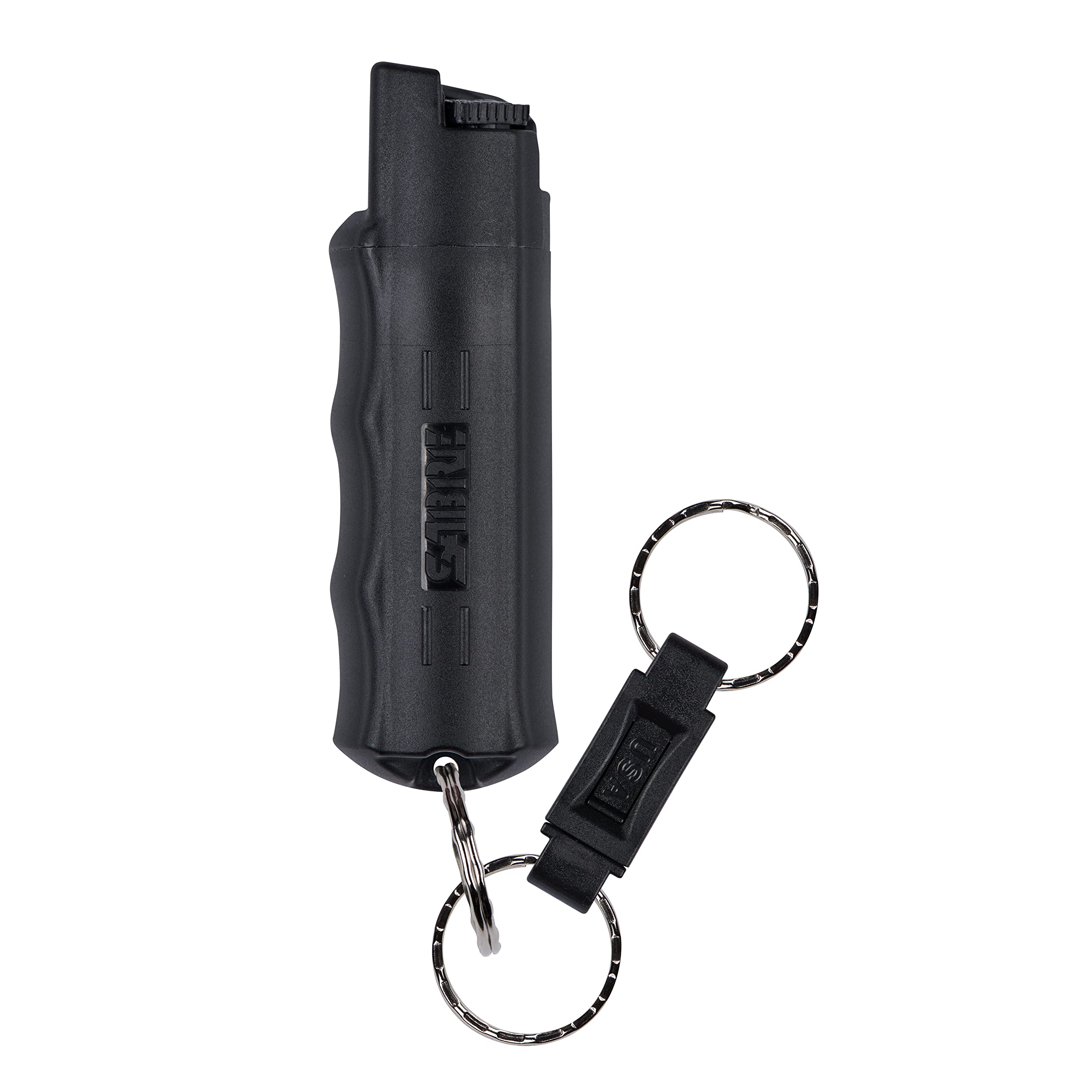 SABRE pepper spray with quick-release keychain for fast access in emergencies