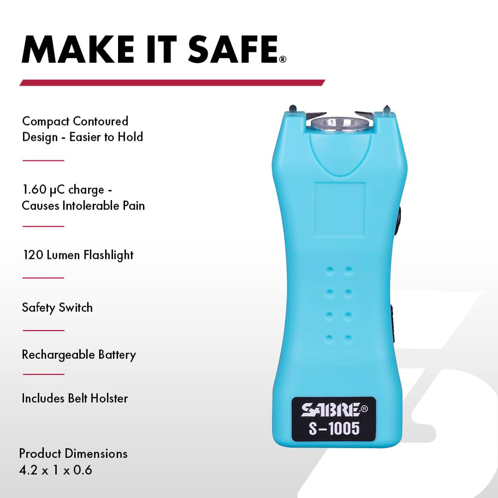 SABRE pepper spray offers 12-14 ft range for improved distance protection.