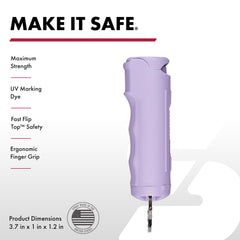 SABRE pepper spray displays 12 to 14 feet range for distance protection.