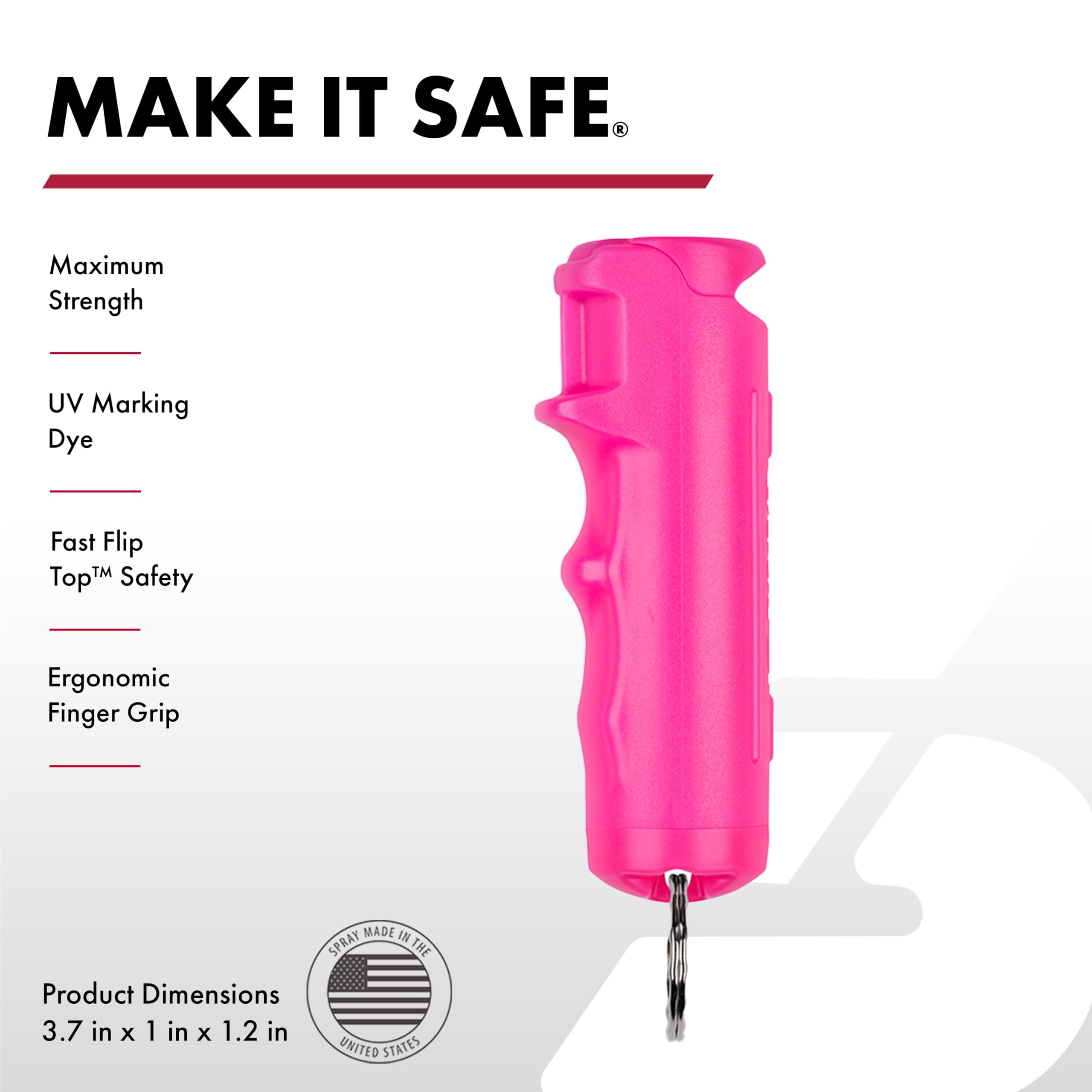 SABRE pepper spray true-stream design reduces wind blowback for accuracy.