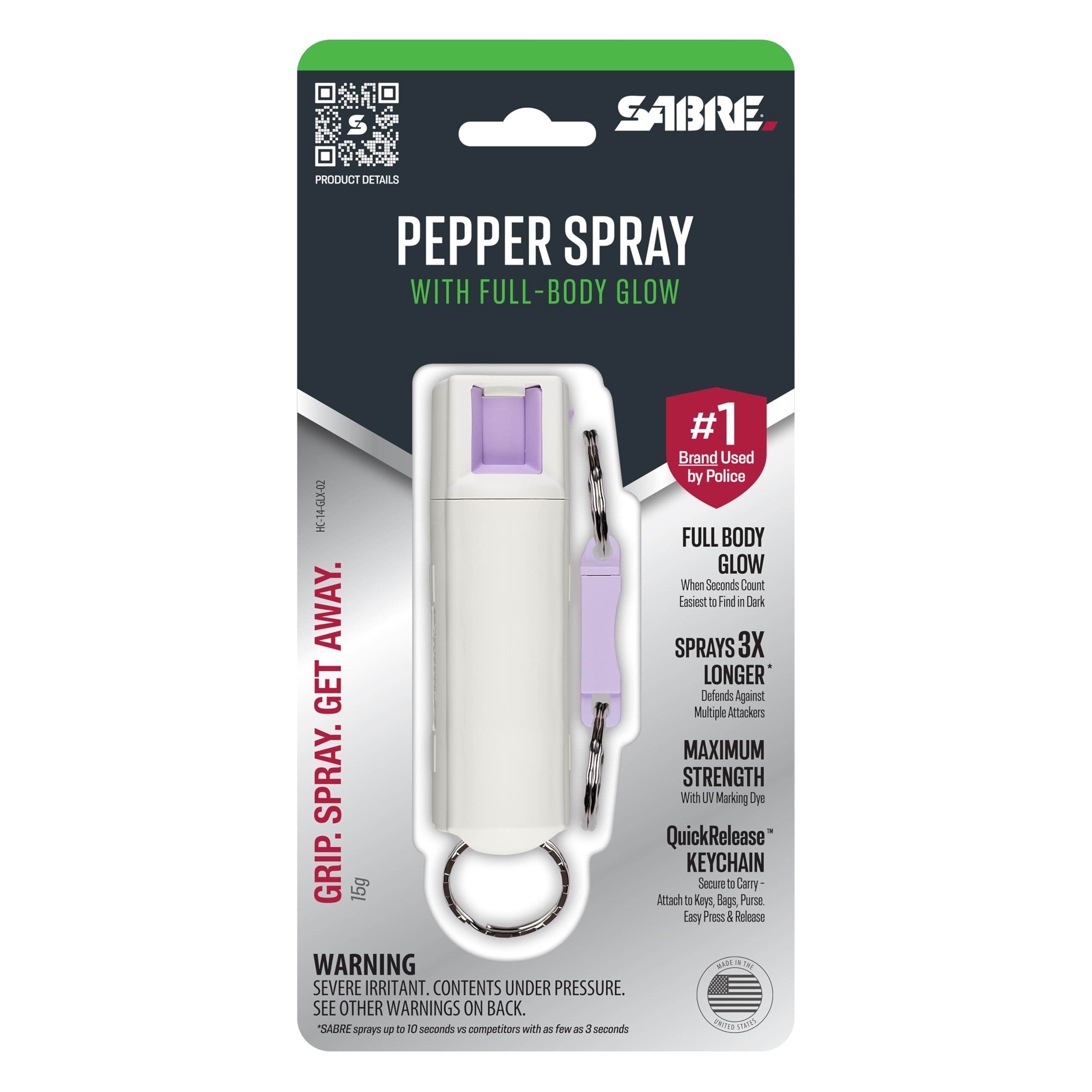 SABRE Pepper Spray includes secure twist lock safety for added security.