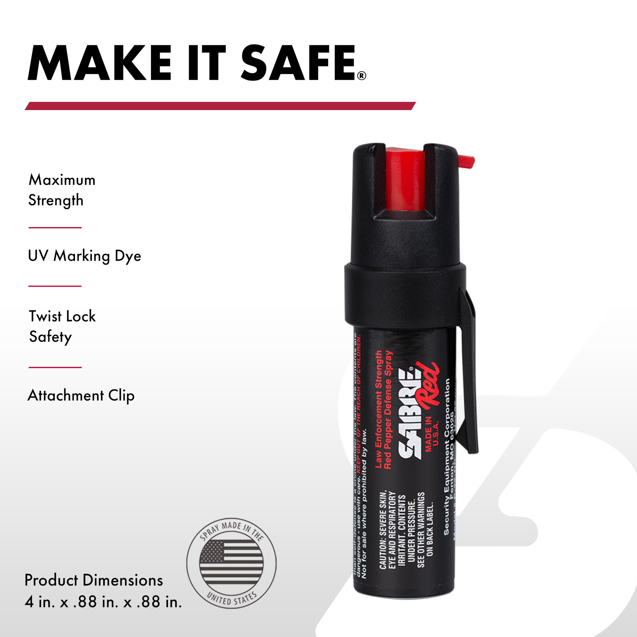 SABRE Red pepper spray with UV dye for rapid identification after use
