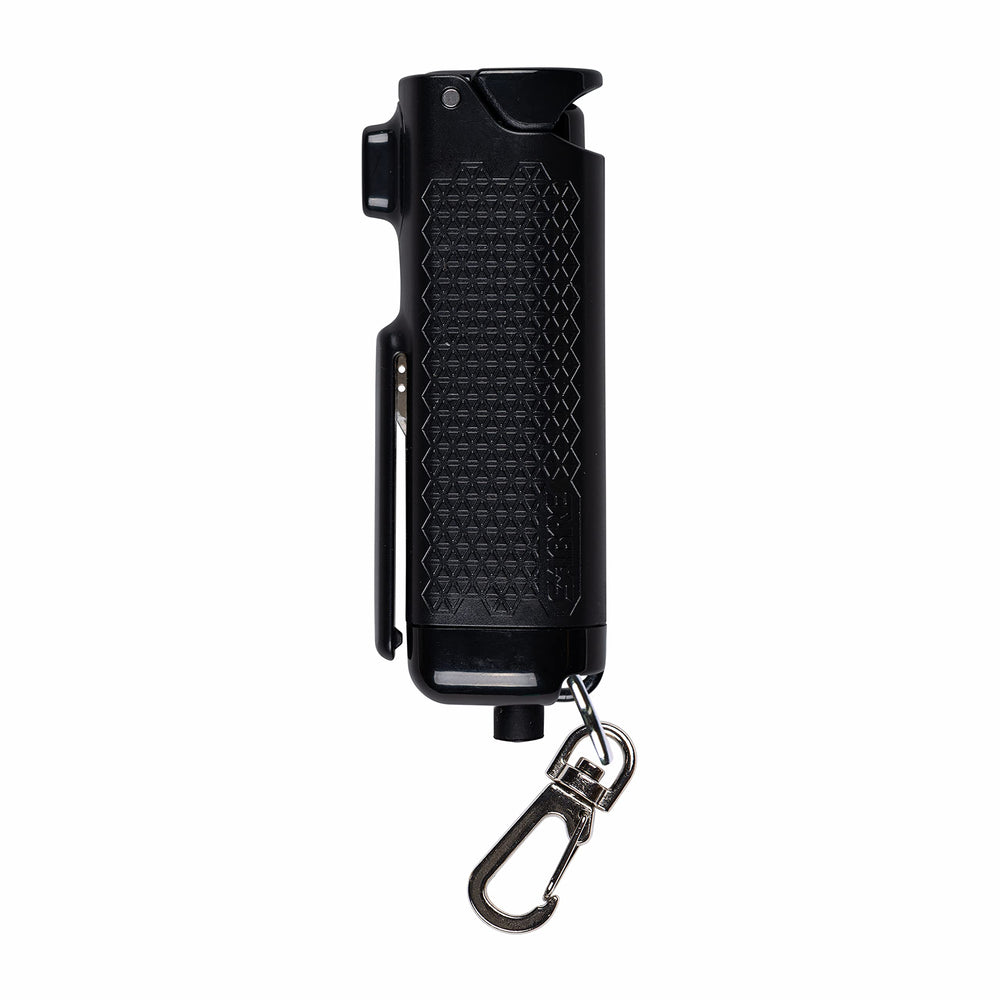 SABRE Safe Escape pepper gel nozzle angled for precise targeting in emergencies.