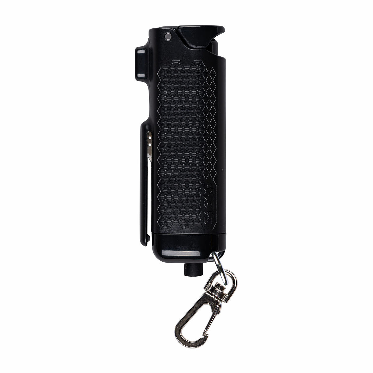 SABRE Safe Escape pepper gel nozzle angled for precise targeting in emergencies.