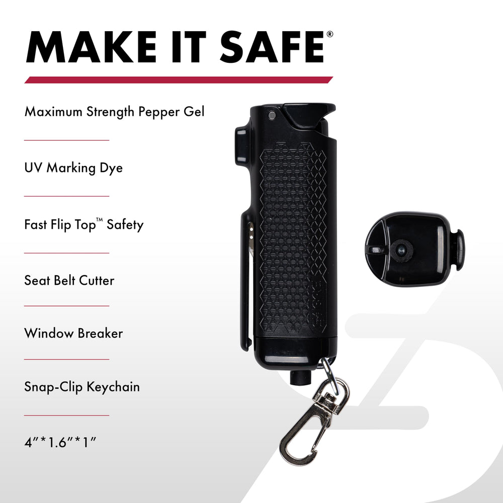 SABRE Safe Escape belt cutter shown for rapid seatbelt release.