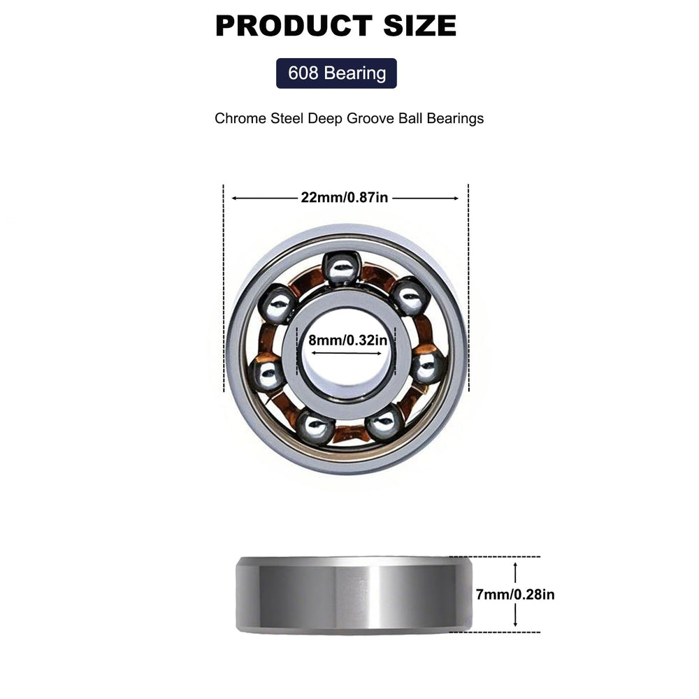 SACKORANGE 608 bearings open-type close-up highlighting easy replacement