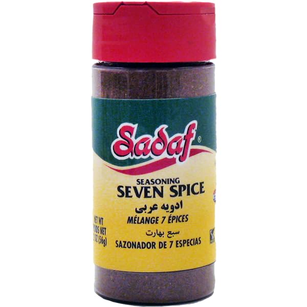 Sadaf Seven Spice bottle front showing a versatile Lebanese blend for flavorful meals.