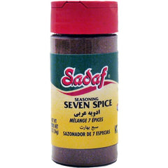 Sadaf Seven Spice bottle front showing a versatile Lebanese blend for flavorful meals.