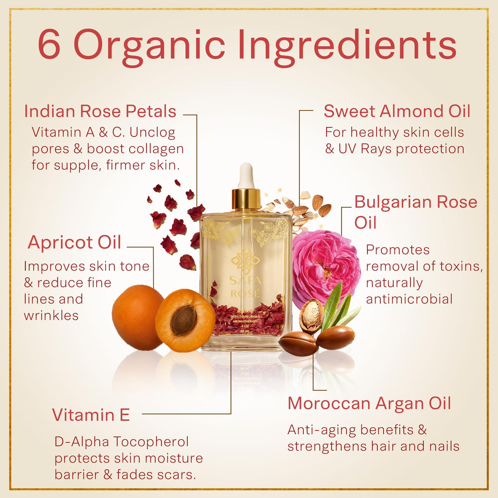 SAFA Rosé Oil bottle with pump for easy, controlled application.