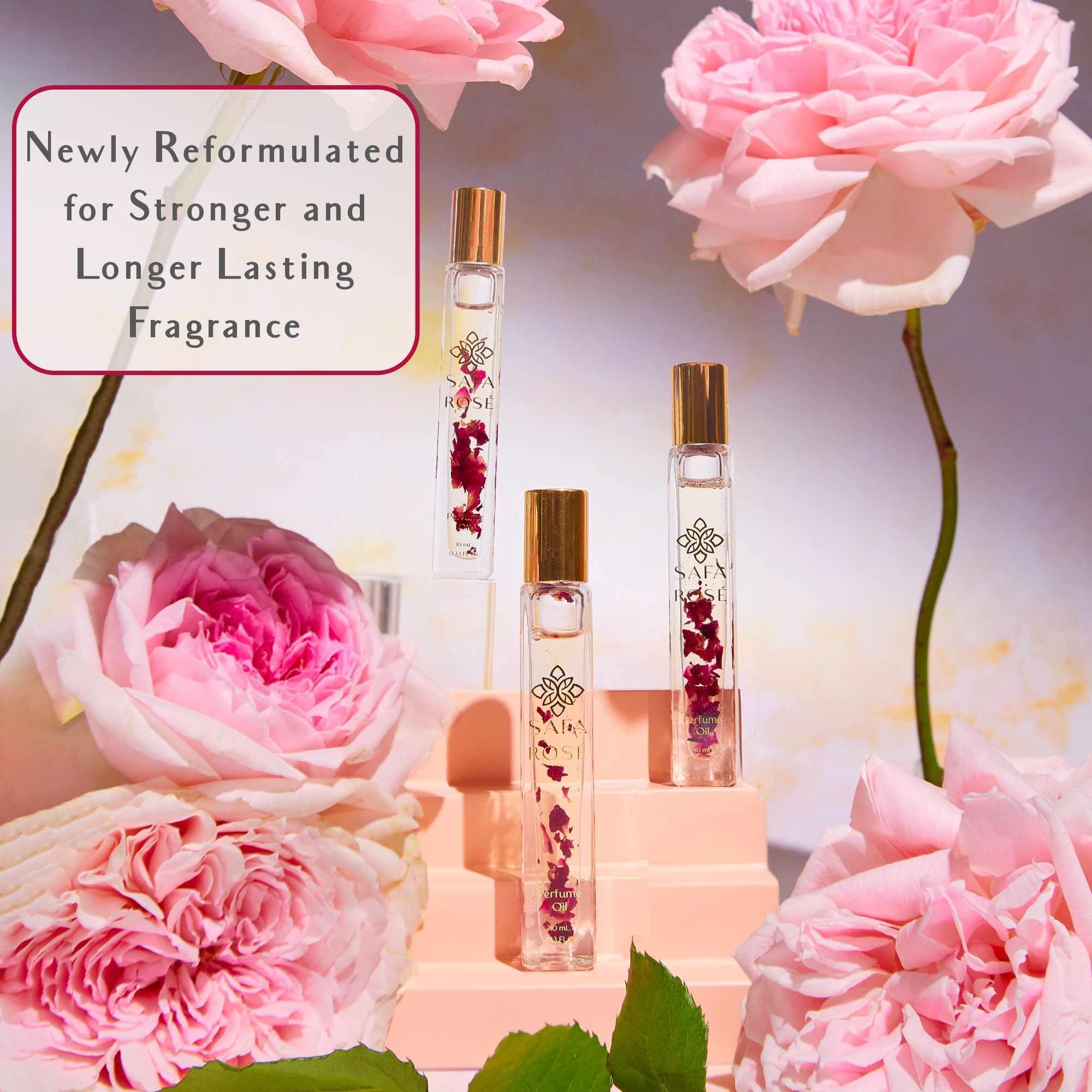 SAFA Rosé ingredient panel illustration, 100% plant extracts and vegan, cruelty-free promise.