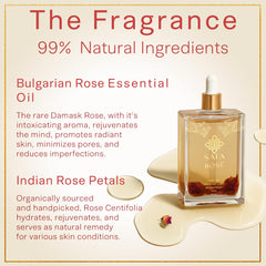 SAFA Rosé Oil with rose petals for a luminous complexion.
