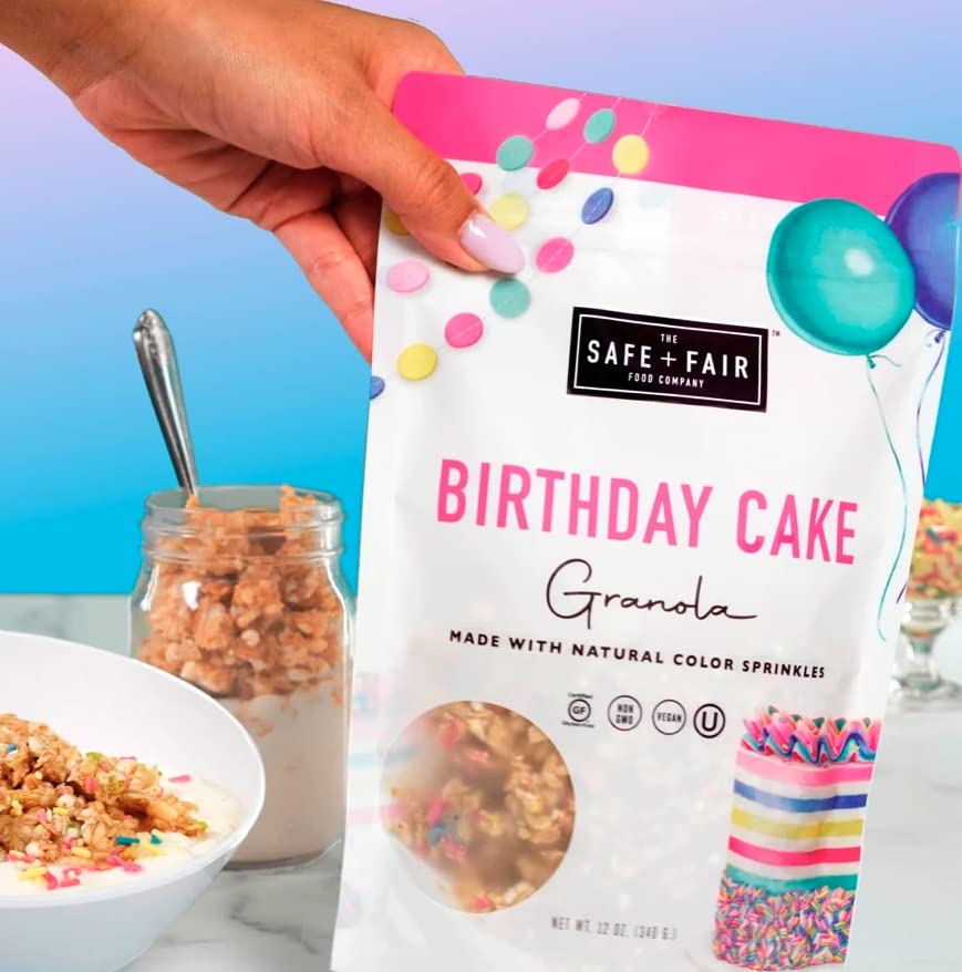On-the-go Safe + Fair Birthday Cake Granola snack pack