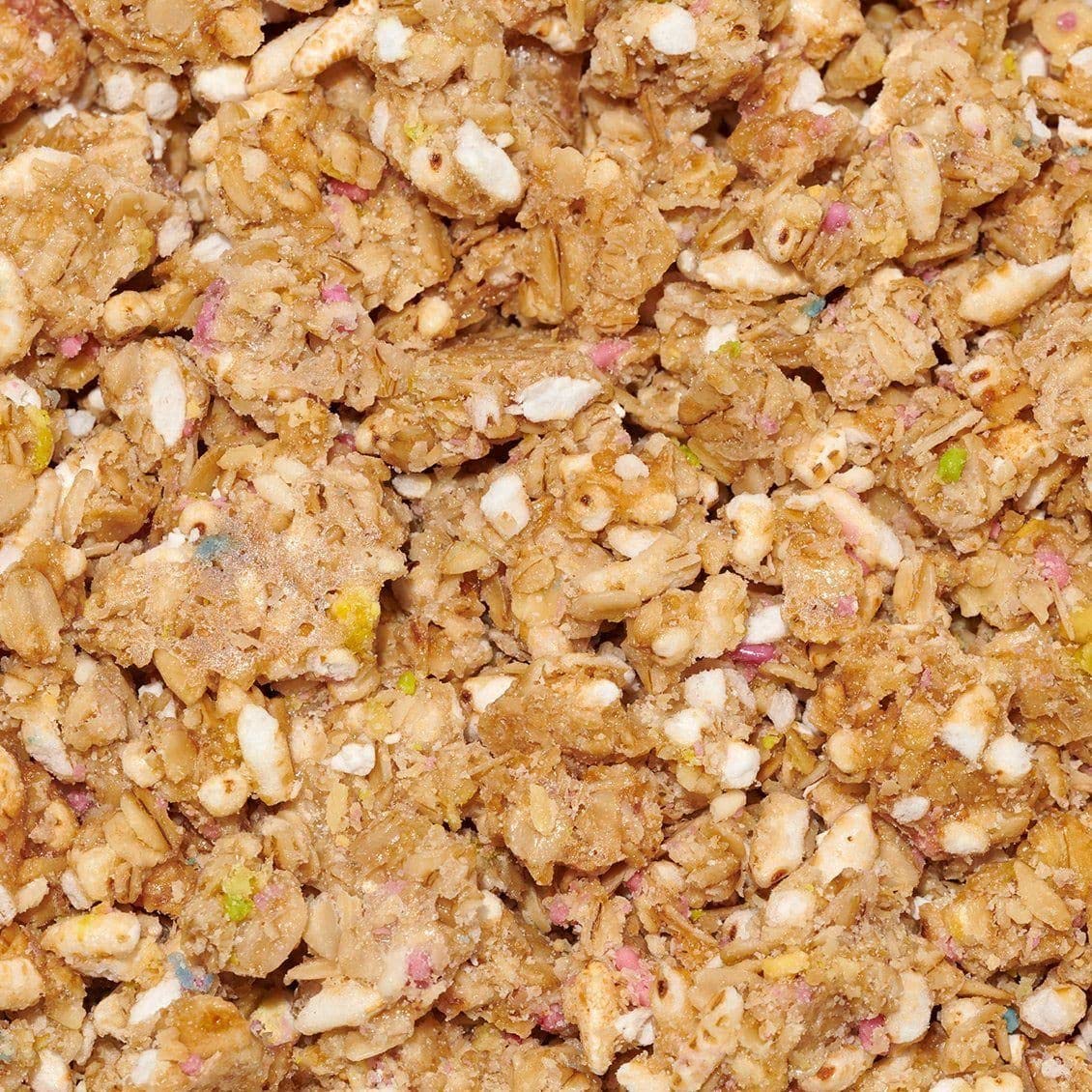 Close-up of vanilla sprinkles on Safe + Fair granola