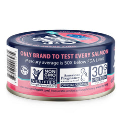 Safe Catch MSC-certified wild-caught salmon pack highlighting sustainability.