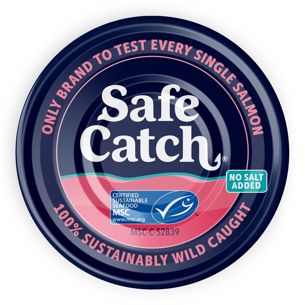 Safe Catch omega-3 rich salmon can interior; natural healthy fats.